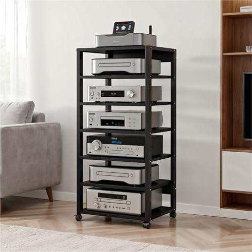 7-Tier AV Media Stand, HiFi Rack Audio Shelf, Audio Media Stand, Media Stand, TV Rack, Entertainment Centre, Record Stand for Amplifier