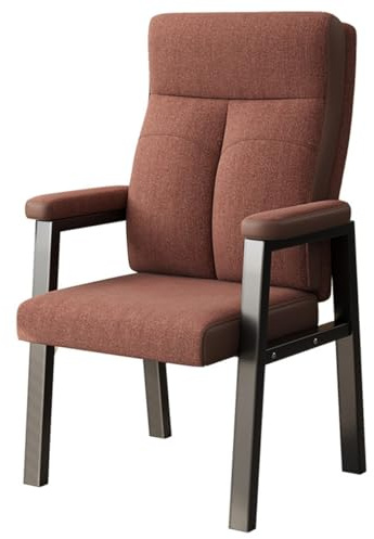 Kontorsstol Med Armstöd Ergonomisk Accentstol Med Metallben Matstolar Med Ryggstöd Bekväma Lässtolar För Vardagsrum, Sovrum Och Reception(Bruin,A)