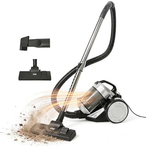 UEXEDO Aspirateur 1200W,Aspirateur Cyclonique sans Sac, Aspirateur Puissant avec Jeu De Buses, Format Compact, Haute Filtration,pour Tapis Et Sols Durs (Rouge+Noir)