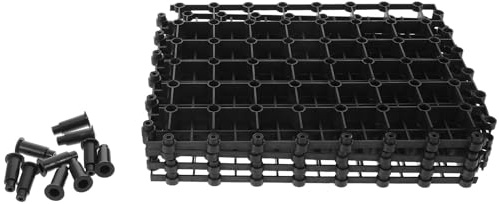 DIYEAH 4 Pièces Grille de Fontaine Modulaire Noire en Plastique avec | Panneaux Rectangulaires à Assembler, Support de Bassin Caché pour Roches et Cascade, Usage Extérieur