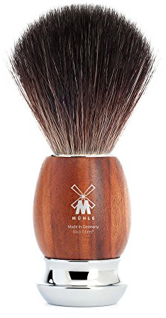 MÜHLE Vivo Rasierpinsel - Rasurpinsel aus Black Fibre - Griff aus edlem Pflaumenholz und Metallakzenten - vegan