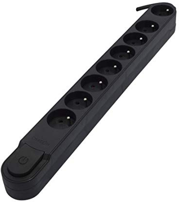 CHACON Bloc multiprise 8 Prises 16 A avec Interrupteur, câble 5 m HO5VV-F 3x1,5 mm² Noir