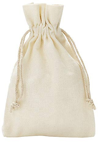 | 5 Baumwollsäckchen, zertifiziert, Stoffbeutel, Größe 30x20 cm mit Baumwollkordel, Ostern, Hochzeit, Geschenksäckchen, Nikolaussäckchen, Weihnachtsverpackung (Creme)