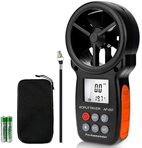 Digital Anemometer Handheld AP-007 wind speed meter | Digital Wind Speed Meter for Wind Chill, Wind Temp Backlight LCD, Tripod Mount Hands-Free, Drone Golf HVAC
