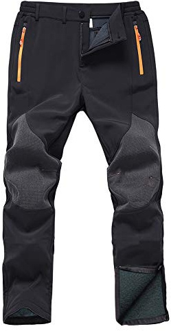 Gash Hao Mens Snow Ski Waterproof Softshell Snowboard Pants Outdoor Hiking Fleece Lined Zipper Bottom Leg (180Black, 30W X 32L)
