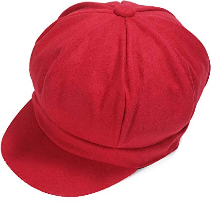 ZYLC Warme Schirmmütze Barett Mütze Winter Ballonmütze Klassisches Design(rot),Einheitsgröße
