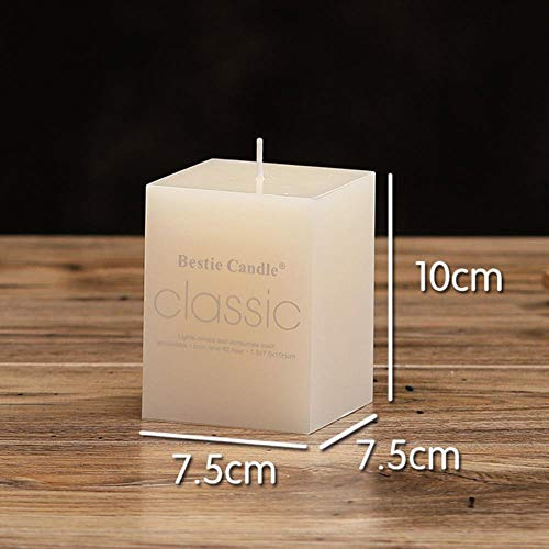 BTKNOO Rauchfreie Geburtstagskerze Romantische Hochzeitskerze Elfenbein Klassisch Zylindrisch Weihnachtskerze Bastelgeschenk, 7,5 x 7,5 x 10 cm