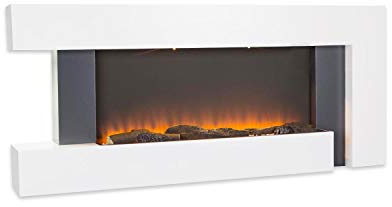 Klarstein Electric Fireplace, Electric Fire and Surround Mantel Suite for Living Room, 2000W LED Flame Fire Place w/Remote Control & Timer, Indoor Log Effect Wood Burner, Electric Fire Suites Heater