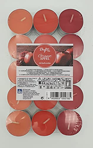 Duftteelichter, intensive Duft Teelichter, wählen Sie aus verschieden Düften, Teelichter, duftende Teelichter, Duftkerzen, Kerzenduft (Granatapfel / dunkelrot-hellrot-rot)
