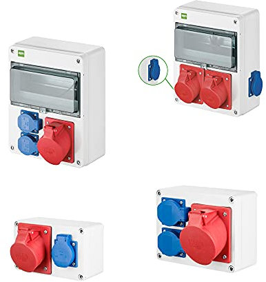 ELEKTRO-PLAST Distributore di corrente da costruzione, distributore di corrente PCE, presa a parete, con certificazione VDE (1 x 16 A e 1 x 230 V)