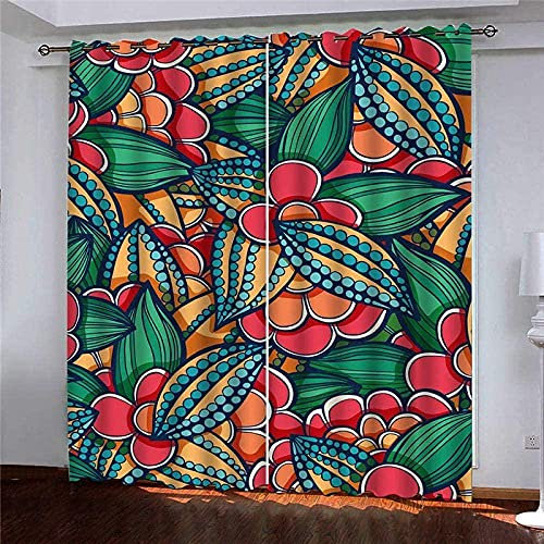 Gardinen mit ösen Pflanze 2er-Set VerdunkelungsVorhang, 3D Printing Shading Vorhänge für Schlafzimmer，100% Polyester Mikrofaser, Gesamtgröße: 234x138CM