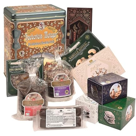 LEBKUCHEN WELT Nostalgie Schatulle mit Lebkuchenmischung ca. 1.620g Lebkuchen Gebäckmischung Lebkuchen-Truhe Metalltruhe Geschenkbox Schatzkästchen Präsentdose