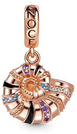 GNOCE Schneckenhaus Anhänger Baumeln Charms 925 Sterling Silber 18 Karat Roségold Überzogene Perle für Armband/Halskette Schmuck Geschenk Für Frauen Mädchen Tochter