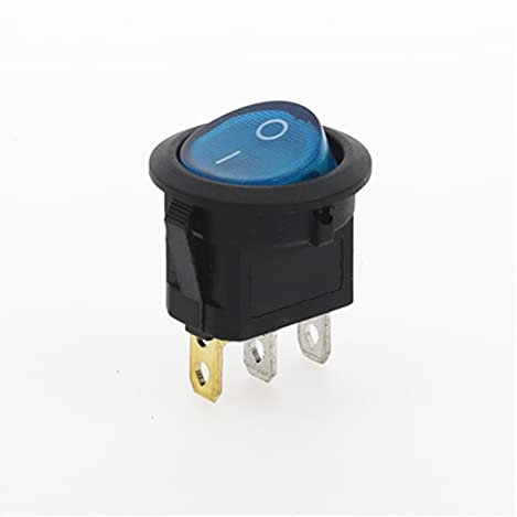 VENSen CASE Interrupteur 100pcs 220V Rouge Bleu Rouge Vert Jaune SPST on-Off Interrupteur à Bascule Rond 6A / 250V 10A / 125V AC (Color : Blue)