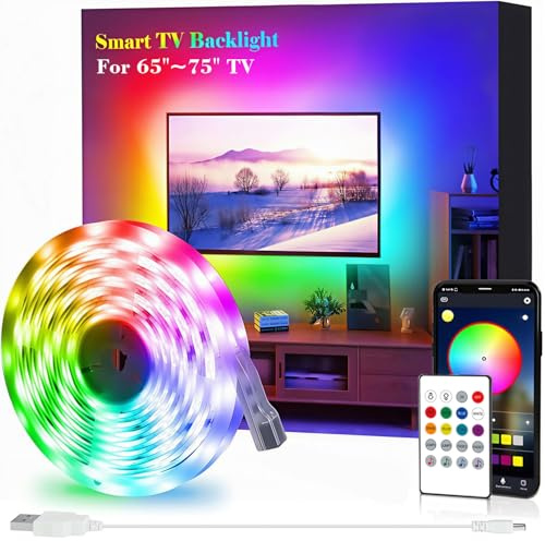 SANSUN Strisce LED per TV, con cavo USB, kit per retroilluminazione TV e HDTV, con telecomando, 16 colori, LED 5050 (4 m, per TV da 65-75)