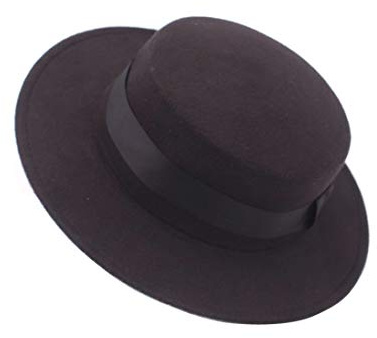 ericotry Cappello classico nero a tesa larga piatto cappello fedora cappello da chiesa derby cappello jazz per festa di nozze talent show performance