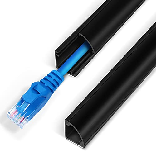 Eckkabel-Concealer, 345,4 cm, Einschnur-Eckk, überstreichbare Kabelabdeckung, Kabelmanagementk für Wand und Boden, 20,3 x 43,2 cm, Schwarz