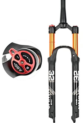 ZECHAO 120mm Federweg Fahrrad Gabel MTB,Ultraleichter Gasstoßdämpfer Gerades/konisches Rohr 26 27,5 29in Scheibenbremse Federung Vordergabel Fahrrad Federgabel (Color : Tapered Manual Lock, Size : 2