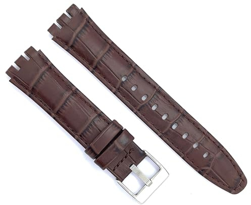 Lederarmband kompatibel mit Swatch Irony Scuba Ref 328 Dunkelbraun 23mm