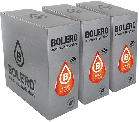 BOLERO Drinks 72 bustine da 9 grammi gusto Orange Arancia - Preparato istantaneo per Bevande con Stevia e Vitamina C e Senza Zucchero