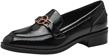 Tamaris Damen Slipper Vegan; Black PATENT, EU 39