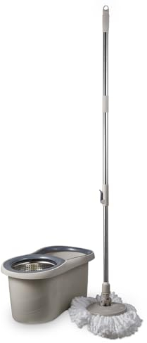 Tower T869001MSH Classic Spin Mop with Stainless Steel Wringer and Collapsible Handle, Latte
