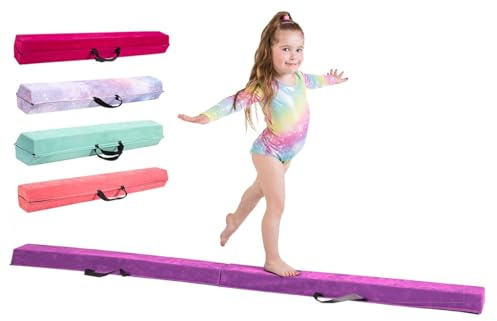 TINY TUMBLERS Gymnastik balansstråle – vikbar, tillverkad av 100 % EVA-skum, fuskmocka, inbyggda handtag och bärväska – perfekt för barn och vuxna