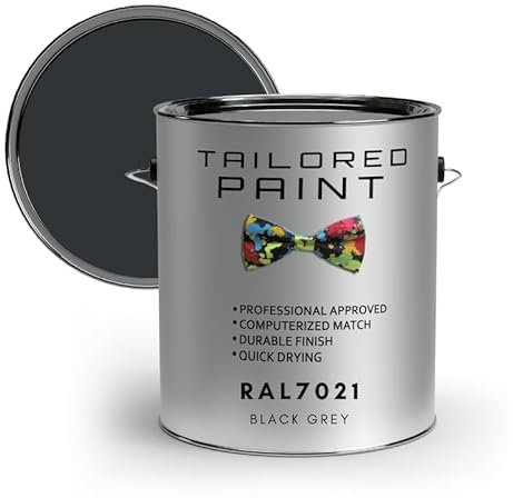Tailored Paint uPVC Window & Door 1K Paint Brush or Spray On - Gloss Finish - RAL7021, Black Grey - 5000ml (5L) Tin