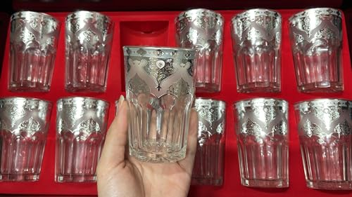MIELIMON Lot de 12 verres à thé marocains élégants de 150 ml, tasses à thé persan arabe pour servir café, expresso (vert)
