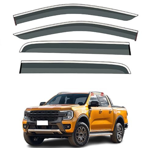 FZTZSQ 1 Satz Auto Windabweiser für Ford Ranger T6 MK2-P703 2023 2024+, Vordere Hintere Seite Fenster Visiere Regenschutz Belüftung Auto Zubehör