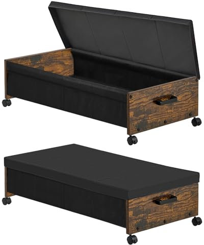 FOUCSSOMEI Förvaring under sängen med hjul, undersängslådor på hjul, skoorganisatör, rullande under sängen, förvaring för skofiltleksaker, med metallram, patenterad design