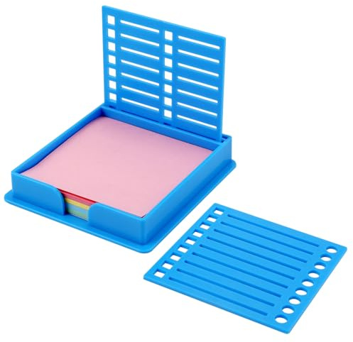 Haftnotiz-Schablone mit Haftnotiz, für 7,6x7,6cm Selbstklebenden Notizblock Haftnotizhalter mit Schablone Haftnotiz Organizer Spender für Schreibtisch Büro Zuhause Schulbedarf (Blau)