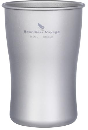 iBasingo 380ml Titan Bierbecher Camping Ultraleichte Stapelbare Einlagiger Eiskaffee Tee Saftige Kaltwasser Cola Becher Outdoor Tragbare langlebige Metall Trinkgeschirr Ti3232D