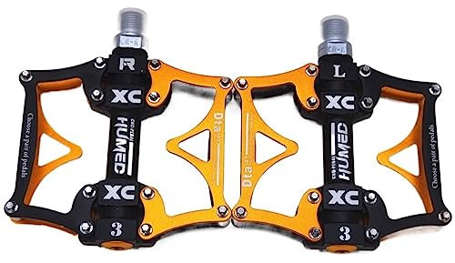 HESHUYAN Pedale Fahrrad Weit Flacher Bergstraßen Radfahrradbike Pedal 3 Versiegelte Lager 9/16 MTB BMX Pedale 5 Farben erhältlich Fahrradpedale(Gold)