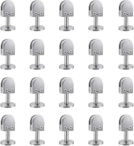 GLFNB Lot de 20 Pinces à Verre en Acier Inoxydable en Forme de U, 8 à 12 mm, Clips à Dos Plat pour Garde-Corps, escaliers, étagères en Verre