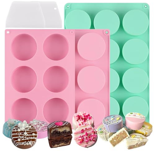 Cosmeria Juego de moldes para tartas con 2 tamaños, 3 unidades, incluye 2 rascadores, perfecto para decoración de tartas y dulces