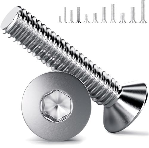 YOOPIN Lot de 120 vis à tête fraisée M4, M4 x 20 mm, en acier inoxydable A2 V2A, vis à tête fraisée M4, DIN 7991, avec filetage complet à six pans creux, pour machines, appareils et meubles