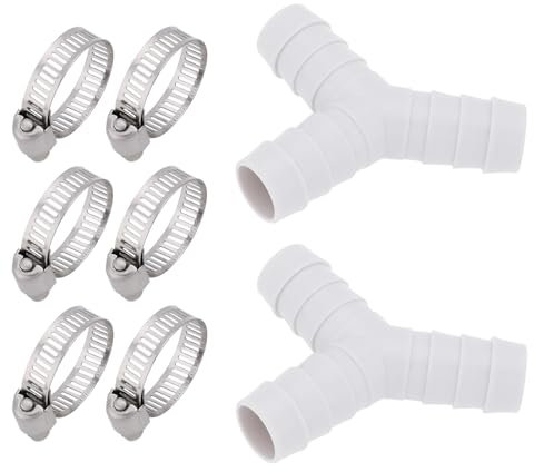 SG Store 2 Set Di Connettori A Y Per Tubo Di Scarico Da 16 Mm Connettore A T Per Tubo Lavastoviglie Con Fascetta Per Tubo Impilabile Combinazione Lavatrice 20x20 Mm Grigio