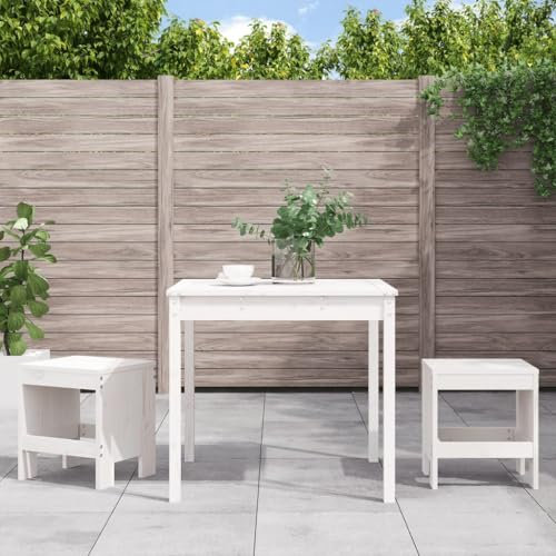 KTHLBRH 3-TLG. Garten-Bistro-Set Weiß Massivholz Kiefer Balkonmöbel-Sets Terrassenmöbel-Sets Outdoor-Möbel-Sets Gartenmöbel-Sets für Terrasse, Garten, Balkon
