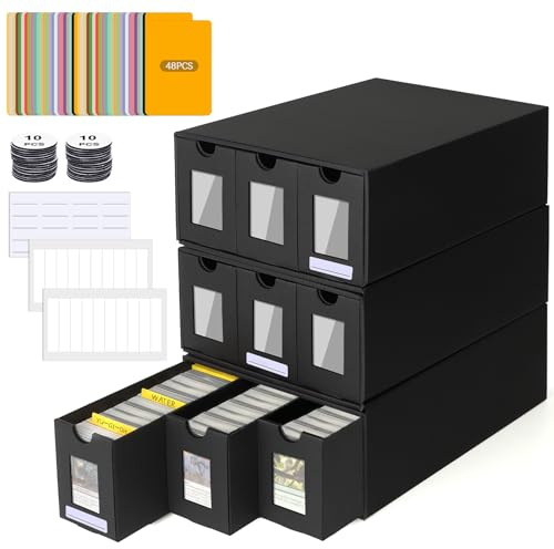 Boîte de Rangement pour Cartes MTG Commander, Boîte à Cartes pour Plus de 9000 Cartes, Boîtes de Rangement pour Cartes à Collectionner avec 48 Séparateurs, Card Deck Box pour Cartes PTGG TCG Sportive