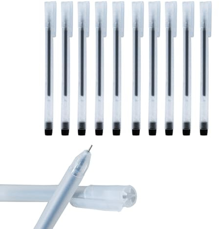 Liiqin 10er Set Gelstifte, Weißer Gelstift, Fineliner, White Gel Pen, 0,5 mm Spitze, Schwarze Tinte, Geschmeidig, Fließend