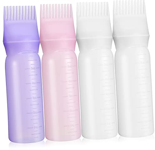 DECOMELODY 4 Piezas Peine Aplicador para Botella de Tinte Diseño Peine para Raíces Botella Aplicadora Hogar para Teñir el Cabello y Aplicar Aceite