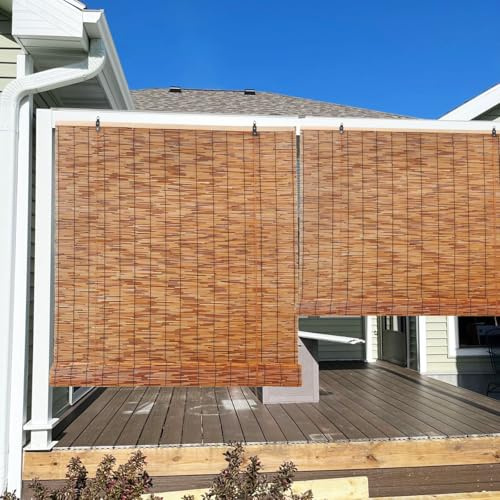 AJTXCSFOQL Natur Bambusrollo Jalousien Bambus 280 120 240 160 180 260 200 220 Länge Outdoor Wetterfest Sonnenschutz Sichtschutz Rollo Seitenzugrollo Handgewebt für Fenster Türen(140 x 280 cm)