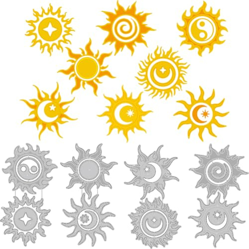 DELORIGIN Stanzformen Mit Sonne Mond Und Stern Totem Metall Stanzformen Zur Kartenherstellung Prägeschablonen Stanzschablonen Vorlage Für DIY Scrapbooking Fotoalben Papierkarten