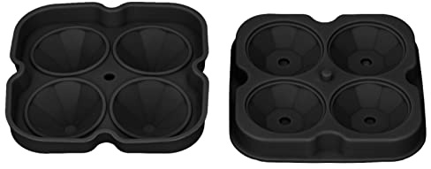 Fyearfly Moldes de silicona para hielo, reutilizables, flexibles, antiadherentes, 4 bandejas con tapas para whisky y cócteles, negro, amplio rango de temperatura de -40.0 °C a 215.6 °C