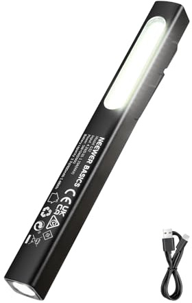 NEEWER BASICS 2 in 1 EDC Flashlight with Side COB Floodlight, 5W 388lm Mini Handheld Pocket LED Pen Flash Light with 400mAh Rechargeable Battery, Magnetic Clip On for Repair Camping Emergency Use, G32