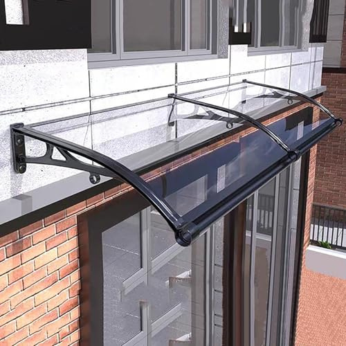 Marquise Auvent silencieux autonettoyant pour portes et fenêtres - Couverture en polycarbonate transparent avec cadre en aluminium, idéal pour la maison, le balcon et la fenêtre (60 x 120 cm)