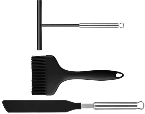 Spatola per Crepes,Set 3 Pezzi Con Spatola E Raschietto - Utensili Cucina Anti Scivolo Per Colazione Burger Preparazione Pasti Principianti Ristorante