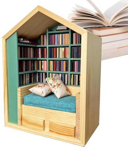 Generico Libreria Antistress - Mini Libreria da Gioco - con 200 Libretti 2 Cuschini per Camera dei Bambini Adulti Studenti Dormitorio Comodino Scrivania Soggiorno Viaggio