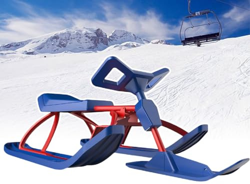 pedenencelia Ski Sled, Ski Sled Slider Board For Adults And Children, With Steering Wheel & Twin Brakes, Snow Racer Sled, Heavy Duty Snow Slider Board For Winter Sports, 220 Lbs Load Capacity A